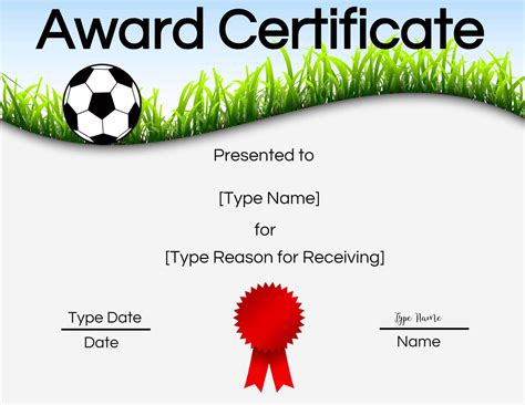 Printable Soccer Award Certificates
